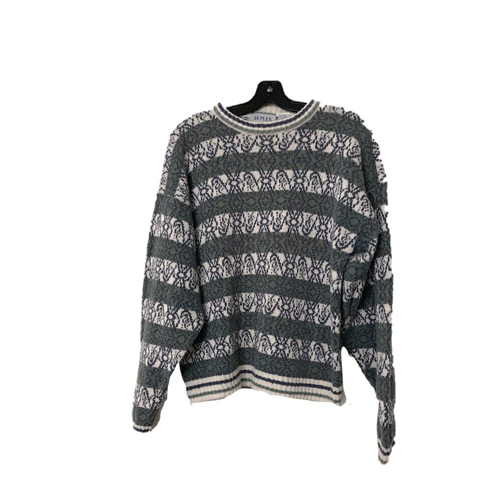 Vintage Duplex Designs Men's Crewneck Sweater - Sage Green & Slate Blue, Large